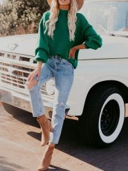 Milan Kiss Sweter w kolorze zielonym rozmiar: L. Zielone swetry klasyczne damskie Milan Kiss, l, bez kołnierzyka. Za 152.99 zł.