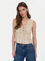 ONLY Bluzka Goa 15363693 Beżowy Regular Fit. Brązowe bluzki damskie Only, xs, bez wzorów, z wiskozy, bez kołnierzyka, bez ramiączek. Za 149.99 zł.