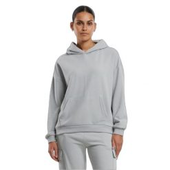 Damska bluza oversize z kapturem Urban Classics Light Terry. Szare bluzy damskie Urban Classics, bez wzorów, z kapturem. Za 183.50 zł.