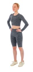 Damski zestaw sportowy Xtreme - krótkie spodenki + sportowy Croptop - Antracyt. Szare spodenki sportowe damskie XTREME SOCKSWEAR, s, bez wzorów, z materiału, z podwyższonym stanem, na fitness i siłownię. Za 190.74 zł.
