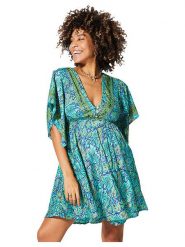 Ipanima Sukienka w kolorze turkusowo-żółto-granatowym rozmiar: 38/40. Niebieskie sukienki damskie Ipanima, bez wzorów, klasyczne, bez ramiączek. Za 78.99 zł.