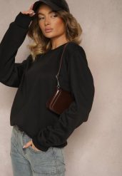 Czarna Casualowa Bluza z Bawełną i Ściągaczami Ivellemi. Czarne bluzy damskie Renee, l, bez wzorów, z bawełny, bez kaptura. Za 34.99 zł.