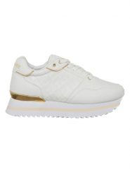 Patrizia Pepe Skórzane sneakersy w kolorze złoto-białym rozmiar: 38. Białe obuwie sportowe damskie Patrizia Pepe, bez zapięcia. Za 339.99 zł.