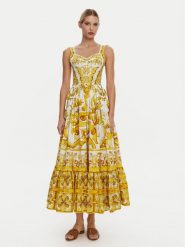 Dolce&Gabbana Sukienka letnia F6AEIT HH5A1 Żółty Regular Fit. Żółte sukienki damskie Dolce&Gabbana, bez wzorów, z bawełny, bez ramiączek. Za 6,799.00 zł.