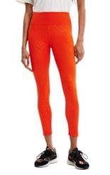 Desigual Lemon legginsy damskie pomarańczowe 7/8 wysoki pas L. Brązowe legginsy damskie Desigual, l, bez wzorów, z elastanu. Za 284.99 zł.
