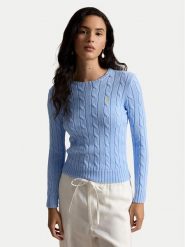 Polo Ralph Lauren Sweter 211971869512 Niebieski jasny Slim Fit. Niebieskie swetry klasyczne damskie Polo Ralph Lauren, m, z bawełny, bez kołnierzyka. Za 949.99 zł.