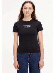 TOMMY JEANS Koszulka w kolorze czarnym rozmiar: M. Czarne bluzki damskie Tommy Jeans, m, bez wzorów, z jeansu, bez kołnierzyka, bez ramiączek. Za 74.63 zł.