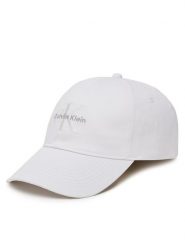 Calvin Klein Jeans Czapka z daszkiem Monologo LV04K5026G Biały. Białe czapki z daszkiem damskie Calvin Klein Jeans, bez wzorów, z bawełny. Za 129.99 zł.