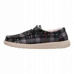 HEYDUDE Damskie Mokasyny Wendy Confetti Plaid Cozy. Czarne mokasyny damskie Hey dude, z materiału, bez obcasa. Za 249.00 zł.