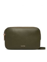 Calvin Klein Torebka Foil Logo Elongated Camera Bag LV04F3276G Zielony. Zielone listonoszki damskie Calvin Klein, bez wzorów, ze skóry, bez dodatków. Za 409.99 zł.