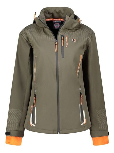Geographical Norway Kurtka softshellowa "Trelina" w kolorze khaki rozmiar: L. Brązowe kurtki sportowe damskie Geographical Norway, l, bez wzorów, bez kaptura. Za 254.45 zł.
