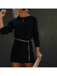 Milan Kiss Sukienka dzianinowa w kolorze czarnym rozmiar: L. Czarne sukienki damskie Milan Kiss, bez wzorów, z dzianiny, bez ramiączek. Za 130.99 zł.