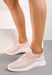 Różowe Buty Sportowe z Siateczki Zdobione Wiązaniem Salmerus. Czerwone obuwie sportowe casual damskie Born2be, z materiału. Za 44.99 zł.