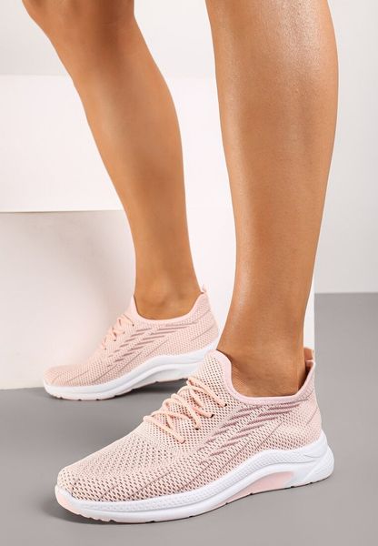 Różowe Buty Sportowe z Siateczki Zdobione Wiązaniem Salmerus. Czerwone obuwie sportowe casual damskie Born2be, z materiału, bez zapięcia. Za 49.99 zł.