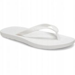Japonki Dla Dorosłych Crocs Flip. Białe klapki damskie Crocs, bez wzorów, z materiału, bez obcasa, bez zapięcia. Za 119.99 zł.