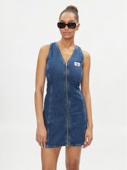 Calvin Klein Jeans Sukienka jeansowa J20J223431 Niebieski Slim Fit. Niebieskie sukienki damskie Calvin Klein Jeans, bez wzorów, z bawełny, bez ramiączek. Za 379.99 zł.