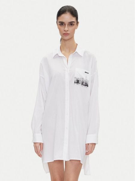 DKNY Koszula nocna YI30048 Biały Relaxed Fit. Białe koszule nocne i halki DKNY, bez wzorów, z wiskozy, bez ramiączek. Za 309.99 zł.
