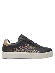 Skechers Sneakersy 185129 BKMT Czarny. Czarne obuwie sportowe damskie Skechers, ze skóry, bez zapięcia. W wyprzedaży za 229.99 zł.