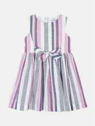 Mayoral Sukienka letnia 3925 Fioletowy Regular Fit. Fioletowe sukienki dziewczęce Mayoral, bez wzorów, ze lnu, bez ramiączek, proste. Za 189.99 zł.