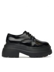DeeZee Oxfordy ST0242531-1 Czarny. Czarne półbuty damskie DeeZee, bez wzorów, z materiału, bez obcasa, bez zapięcia. Za 159.99 zł.