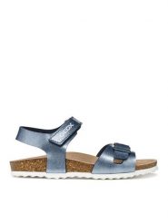 Geox Sandały J Adriel Girl J028MC 000BJ C4005 M Niebieski. Niebieskie sandały dziewczęce Geox, ze skóry, bez obcasa, bez zapięcia. Za 199.99 zł.
