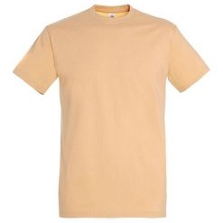 Koszulka Unisex Dla Dorosłych Z Bawełny Imperial Ringspun. Brązowe bluzki damskie SOL'S, s, bez wzorów, z bawełny, sportowe, bez kołnierzyka, bez ramiączek. Za 41.99 zł.