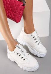 Białe Sneakersy Farwynn. Białe obuwie sportowe damskie Renee, przed kostkę, bez zapięcia. Za 49.99 zł.