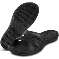 Klapki basenowe damskie Aqua Speed Panama. Czarne klapki damskie Aqua-Speed, bez wzorów, z materiału, bez obcasa, bez zapięcia. Za 69.99 zł.