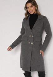Szary Elegancki Długi Płaszcz Dwurzędowy Oritusa. Szare płaszcze damskie Born2be, uniwersalny, bez wzorów, z jeansu, bez kaptura. Za 129.99 zł.