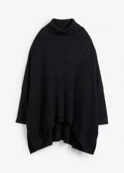 Sweter poncho oversize. Zielone swetry klasyczne damskie bonprix, z dzianiny, bez kołnierzyka. Za 179.99 zł.
