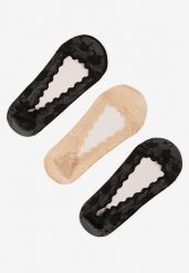 Beżowo-Czarne Skarpety o Kroju Balerinek z Koronki 3-Pack Tilovira. Brązowe komplety bielizny Born2be, bez wzorów, z koronki. Za 11.99 zł.