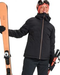 Kurtka do sportów zimowych techniczna damska SNOWYHILL PUFFY. Czarne kurtki damskie Roxy, l, bez wzorów, z materiału, bez kaptura. Za 629.99 zł.