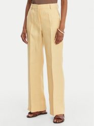 Weekend Max Mara Spodnie materiałowe Malizia 2615131112 Żółty Straight Fit. Żółte spodnie materiałowe damskie Weekend Max Mara, bez wzorów, ze lnu. Za 1,049.00 zł.