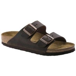 Sandały Damskie Arizona Habana Z Nubuku. Brązowe sandały damskie Birkenstock, bez wzorów, z materiału, bez obcasa, na słupku, bez zapięcia. Za 399.00 zł.