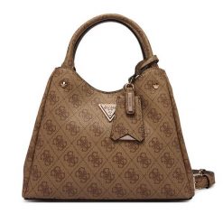 Torebka Guess. Brązowe kuferki damskie Guess, z aplikacjami, bez dodatków. Za 699.99 zł.