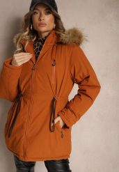 Brązowa Zimowa Kurtka Parka Ozdobiona Futerkiem Sianila. Brązowe kurtki damskie Renee, na zimę, l, z jeansu, bez kaptura. Za 289.99 zł.
