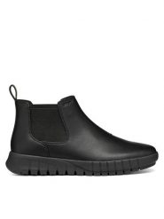 Geox Sztyblety D Flextride D669AD 0009B C9999 Czarny. Czarne botki damskie Geox, ze skóry, bez obcasa, na płaskiej podeszwie, bez zapięcia. Za 549.99 zł.