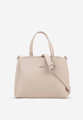 Beżowa Torebka Shopper z Trzema Przegródkami Meravienna. Brązowe shopper bag Renee, bez wzorów, z jeansu, bez dodatków. Za 159.99 zł.