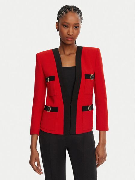 Balmain Marynarka DF1SM370WB86 Czerwony Regular Fit. Czerwone marynarki i żakiety damskie Balmain, bez wzorów, z wełny. Za 10,279.00 zł.