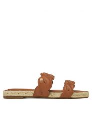 Tommy Hilfiger Espadryle Leather Rope Espadrille Mule FW0FW08503 Brązowy. Brązowe espadryle damskie Tommy Hilfiger, bez wzorów, ze skóry, bez obcasa. Za 289.99 zł.