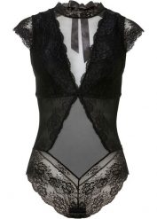 Body z delikatnej koronki. Czarne body i gorsety bonprix, bez wzorów, z koronki. Za 109.99 zł.