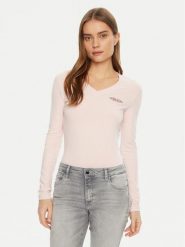 Guess Jeans Bluzka W4YI21 J1314 Różowy Regular Fit. Czerwone bluzki damskie Guess Jeans, xs, z aplikacjami, z bawełny, bez kołnierzyka, bez ramiączek. Za 99.99 zł.