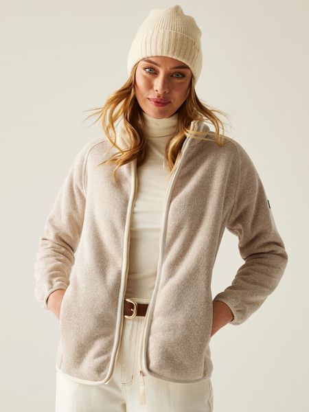 Regatta Kurtka polarowa "Mellrey" w kolorze beżowym rozmiar: 38. Brązowe kurtki damskie Regatta, bez wzorów, z polaru, bez kaptura. Za 174.84 zł.