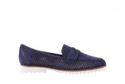 Mokasyny Bayla-018 1133-X87 Blue 018508, Granat, Skóra naturalna - 36. Niebieskie mokasyny damskie Bayla, ze skóry, z okrągłym noskiem, bez obcasa. W wyprzedaży za 89.10 zł.