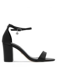 Nine West Sandały WFA2647-1 Czarny. Czarne sandały damskie Nine West, bez wzorów, ze skóry, bez obcasa, na słupku, bez zapięcia. Za 229.99 zł.