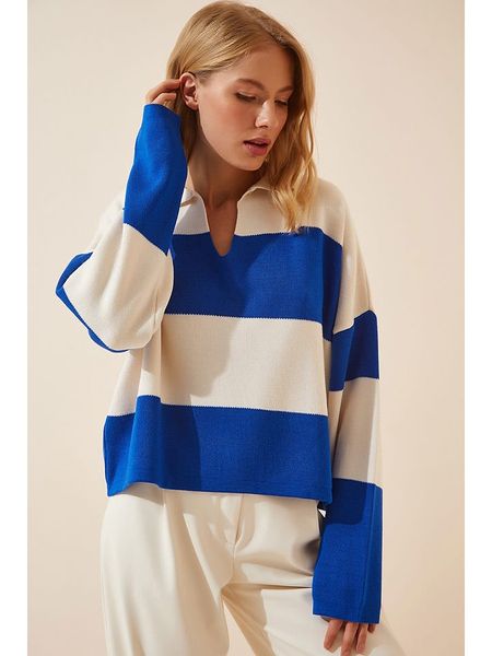 Happiness Istanbul Sweter w kolorze niebieskim rozmiar: onesize. Niebieskie swetry klasyczne damskie Happiness Istanbul, bez kołnierzyka. Za 39.40 zł.