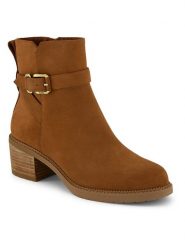 TOMS Skórzane botki "Hailey Buckle" w kolorze jasnobrązowym rozmiar: 39. Brązowe botki damskie TOMS, ze skóry, eleganckie, bez obcasa, bez zapięcia. Za 419.95 zł.