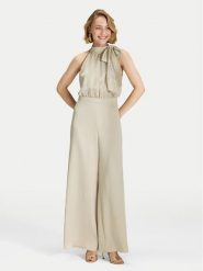 Swing Kombinezon 3AK01900 Beżowy Regular Fit. Brązowe sukienki damskie Swing, bez wzorów, z syntetyku, bez ramiączek. Za 1,019.00 zł.