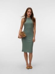 Vero Moda Sukienka w kolorze zielonym rozmiar: XL. Zielone sukienki damskie Vero Moda, bez wzorów, prążkowane, bez ramiączek. Za 87.95 zł.