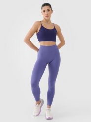 4F Legginsy treningowe bezszwowe damskie - granatowe XS/S. Niebieskie legginsy damskie 4F, l, bez wzorów, z dzianiny. W wyprzedaży za 79.99 zł.